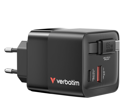 Ładowarka do smartfonów Verbatim GaN Charger 65W 2 Port retr cable US/EU/UK